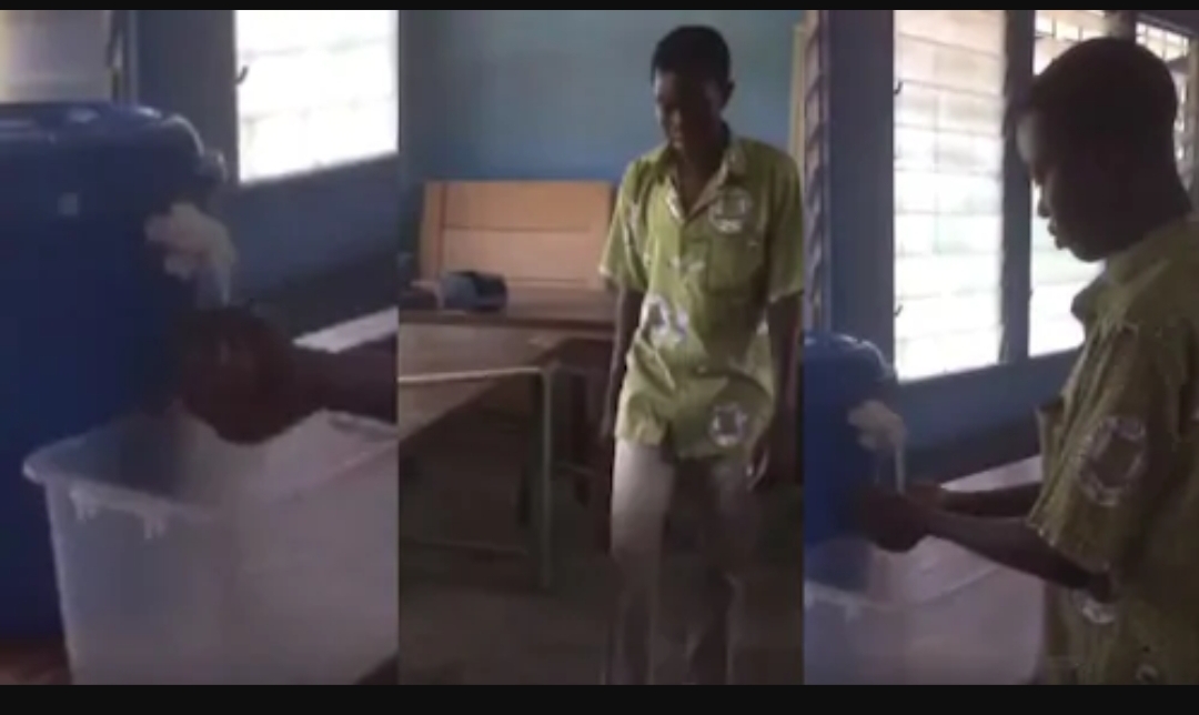 COVID-19: Obuasi Sec Tech SHS students turn plastic bucket into electronic hand-washing tap 71