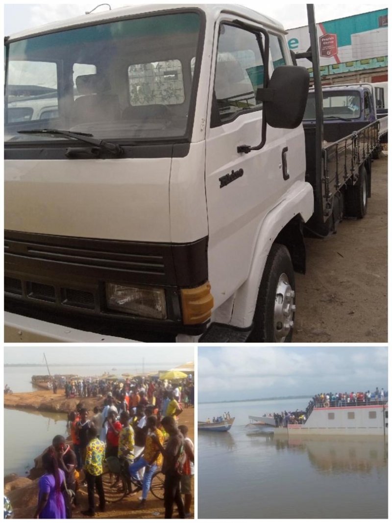 Truck Carrying Yam Plunges In Oti River. 49