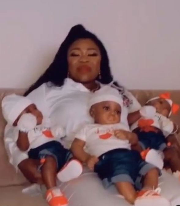 Watch Beautiful Moment Obofour’s Wife Spent Some Quality Time With Her Triplets 45