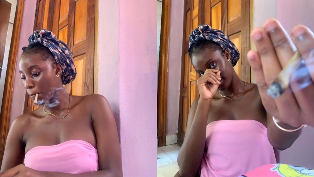 “Happiness is free” – Beautiful lady breaks the internet with her special weed-smoking skills. 49