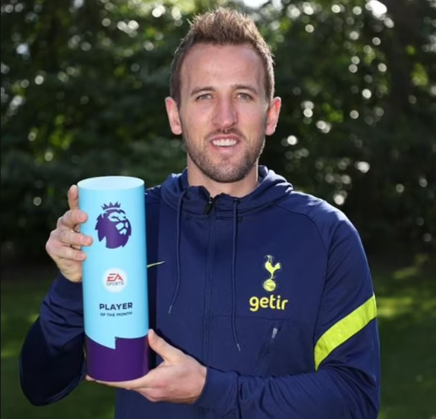 Harry Kane wins Premier League Player of the Month award for a seventh time. 56