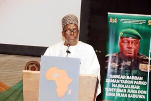 Speaker Alban Bagbin addressing the Consultative Council for Rebuilding Niger during its inauguration ceremony.