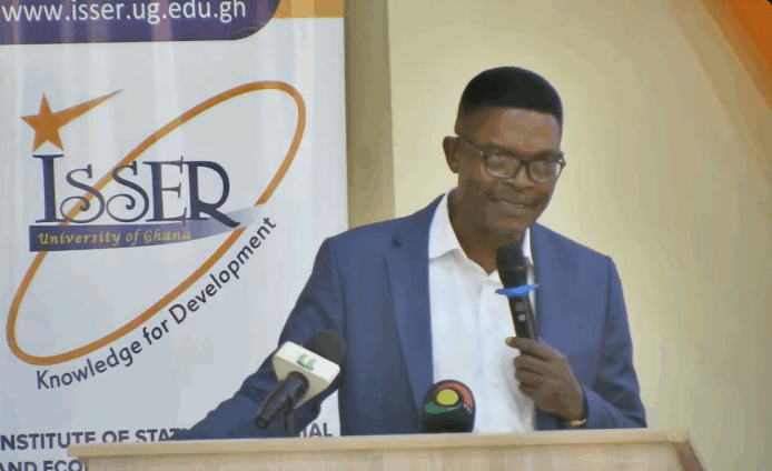 Dr Emmanuel Akwetey speaking at the launch of Ghana Social Development Outlook 2024, calling inequality in Ghana a national emergency and urging equitable policies.
