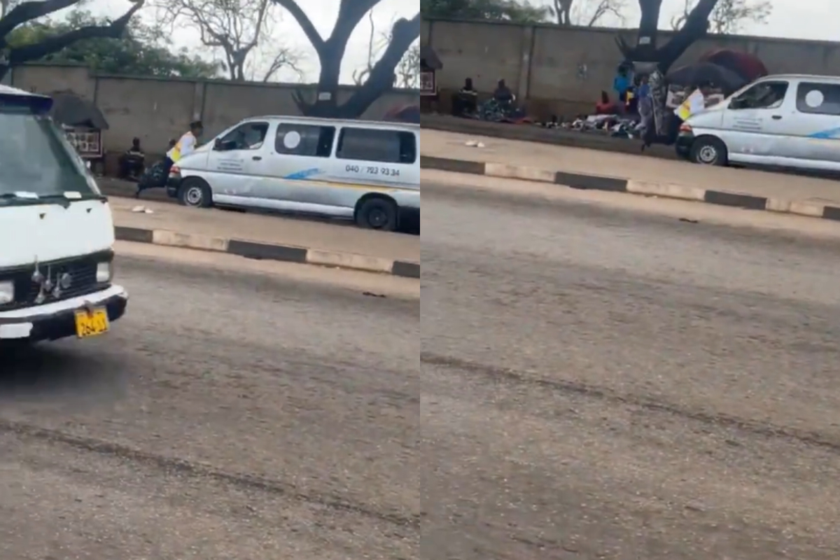 Trotro driver in Kumasi speeds off with MTTD officer clinging to the bonnet during an attempted arrest, caught on viral video.