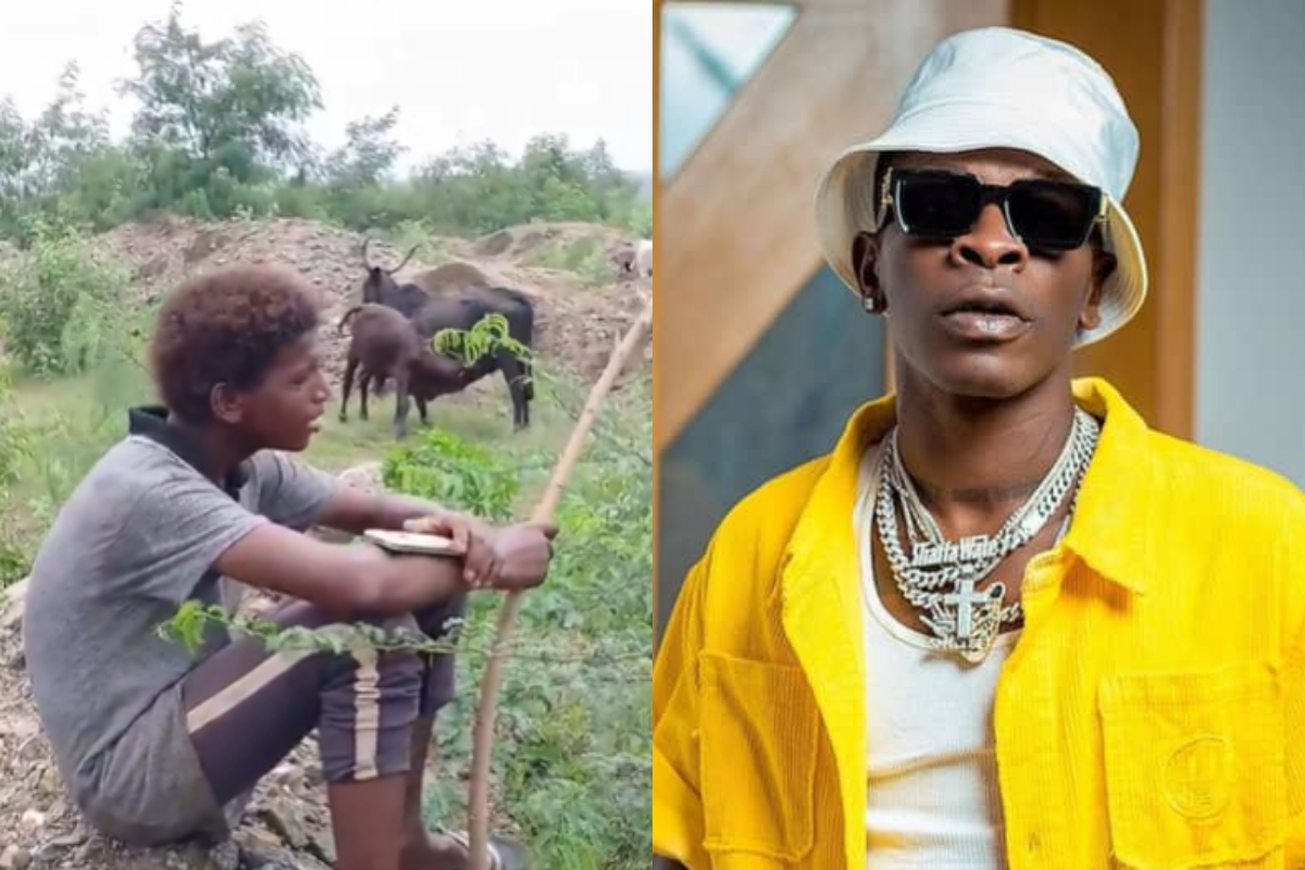 Fulani herdsman joyfully singing Shatta Wale’s ‘One Day’ while walking with cattle