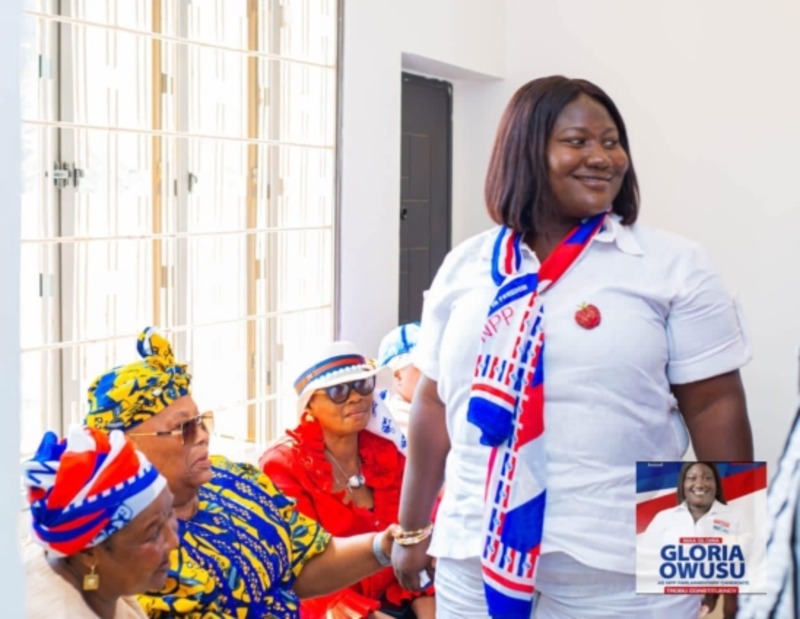 Trobu MP Gloria Owusu campaigns in Ablekuma North, warning voters against supporting the NDC over alleged LGBTQ+ legalisation plans.