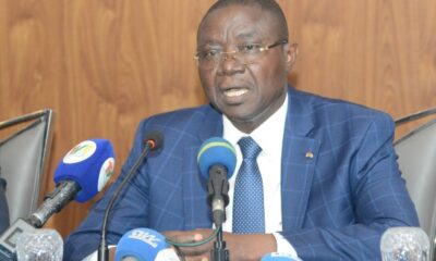 Togolese officials at a press conference announcing arrest warrants for M66 protest leaders.