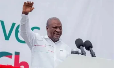 President Mahama greeting supporters during his thank you tour in Western North Region.