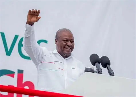President Mahama greeting supporters during his thank you tour in Western North Region.