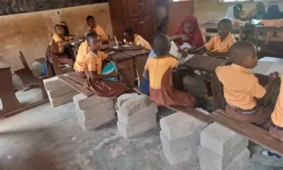 Frightened schoolchildren and teachers gathered outside Assin Anwiasu school following witchcraft scare