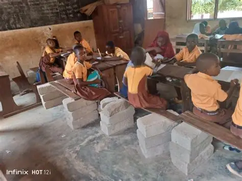 Frightened schoolchildren and teachers gathered outside Assin Anwiasu school following witchcraft scare
