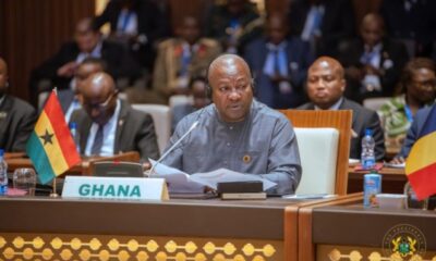 President John Mahama delivering AU reparations progress report in Malabo