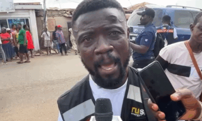 Aggressive police officer slaps GHOne TV journalist Banahene Agyekum at Odorkor polling station during Ablekuma North rerun