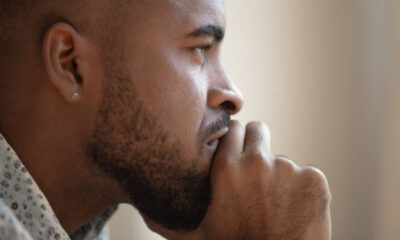 Sad Ghanaian man narrating domestic abuse on Adom FM