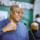 President John Mahama delivering a speech at the Africa–Singapore Business Forum 2025.