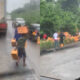 Crates of Guinness spilled on the road near Nkawkaw after truck accident