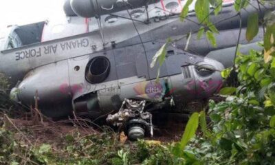 Wreckage of Ghana Armed Forces helicopter crash in Ashanti Region