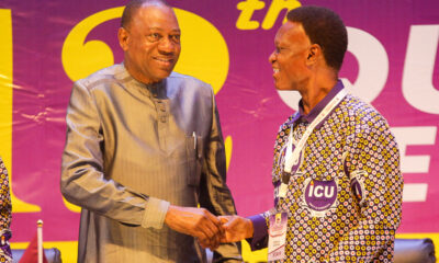ICU General Secretary Morgan Ayawine addressing delegates at the 12th Quadrennial Conference