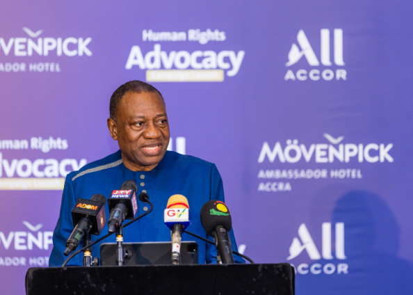 Dr Abdul-Rashid Hassan Pelpuo addressing a human rights advocacy campaign in Accra