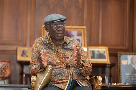Former President John Kufuor during an interview recounting a near-plane crash over the Sahara