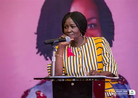 Vice President Naana Jane Opoku-Agyemang addressing the African Political Parties Summit in Accra
