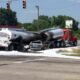 Crowd gathers to siphon fuel after tanker overturns at Nkawkaw on Accra–Kumasi highway
