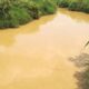 Environmental groups and community members protest illegal diversion of the Birim River at Apapam.