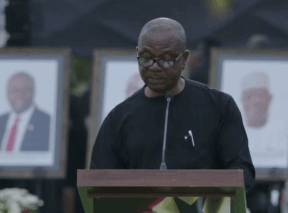 Ghana Armed Forces paying tribute to Squadron Leader Peter Bafemi Anala after helicopter crash