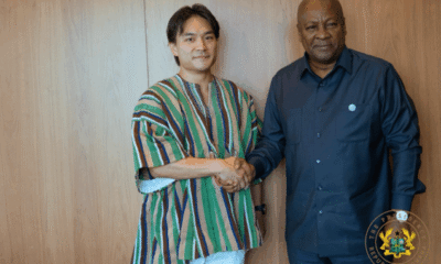 Degas CEO Doga Makiura with President John Mahama at Ghana Presidential Investment Forum announcing $100M AI agriculture investment