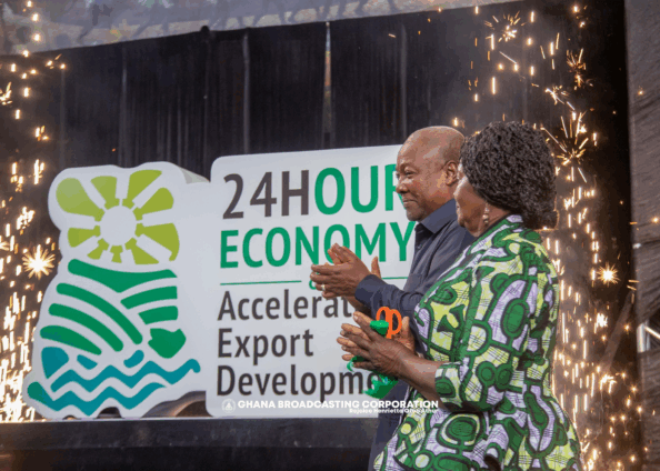 Visual representation of Ghana’s 24-Hour Economy model showing round-the-clock industries and logistics.