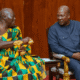 Asantehene Otumfuo Osei Tutu II at Manhyia Palace offering condolences to President John Mahama after fatal military helicopter crash in Adansi