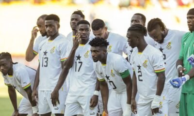 Black Stars players line up before a World Cup qualifying match