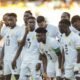 Black Stars players line up before a World Cup qualifying match