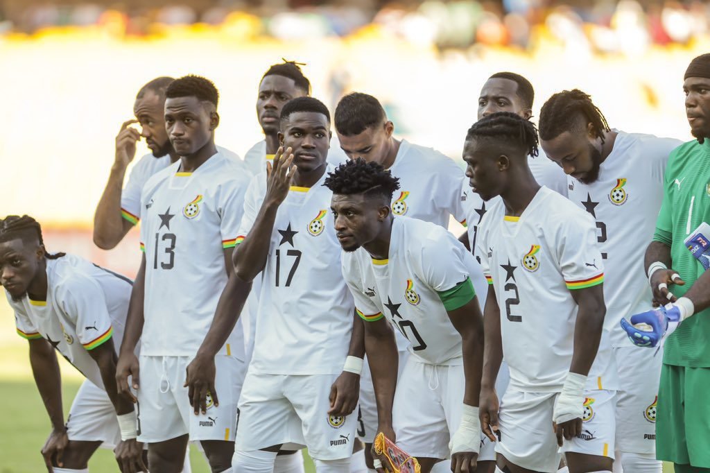 Black Stars players line up before a World Cup qualifying match