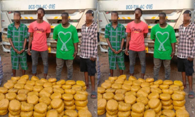 Tema Community 1 Police displaying seized parcels of suspected Indian hemp.