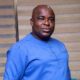 NPP MP Michael Okyere Baafi addressing the media, declaring he will resign if the party loses the upcoming Akwatia by-election.