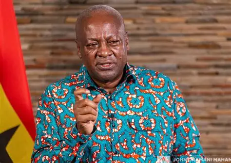 President John Mahama addressing media on US tariffs and AGOA.