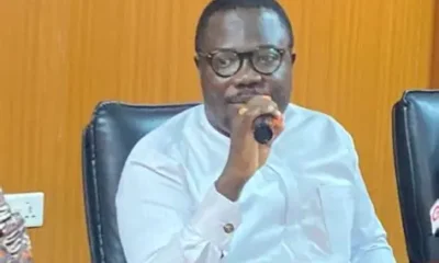 Bono Regional Minister Joseph Addae Akwaboa addressing Dormaa East Assembly staff in Wamfie.