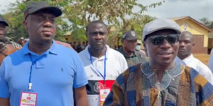 Minority Leader Alexander Afenyo-Markin addressing supporters after dismissing alleged threats from NDC’s Chief Sofo Azorka
