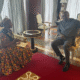 President Mahama with GMB Queen Nihad Ibrahim at Jubilee House after climate project presentation.