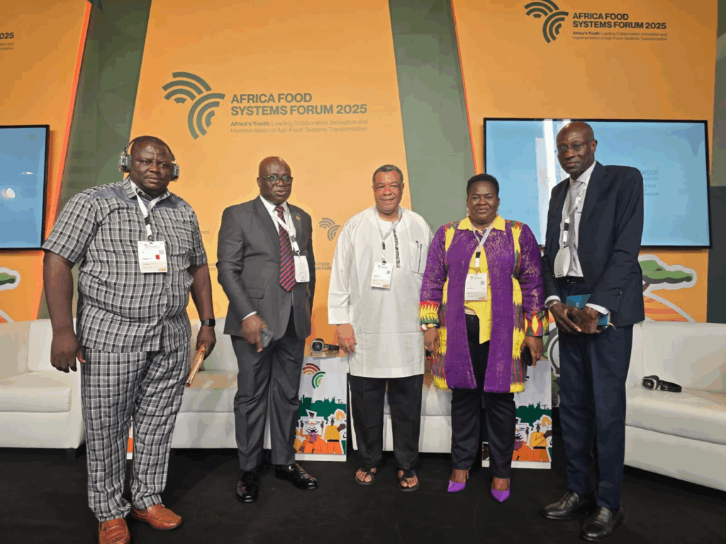 Ghana’s Agriculture Minister Eric Opoku addressing investors at the 2025 Africa Food Systems Forum in Dakar.