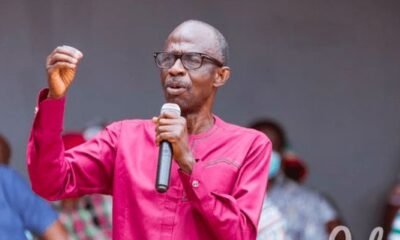 NDC Chairman Johnson Asiedu Nketia addressing party supporters during his thank-you tour in Hohoe