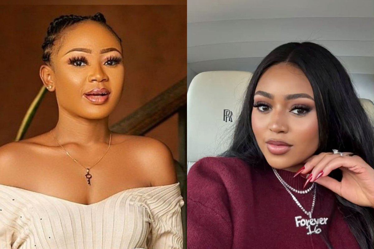 Akuapem Poloo consoles Regina Daniels amid alleged abuse claims.