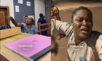 A woman protested at Dumasua Police Station after her mother, a guarantor for a GHS35,000 loan used for a wedding, was detained.