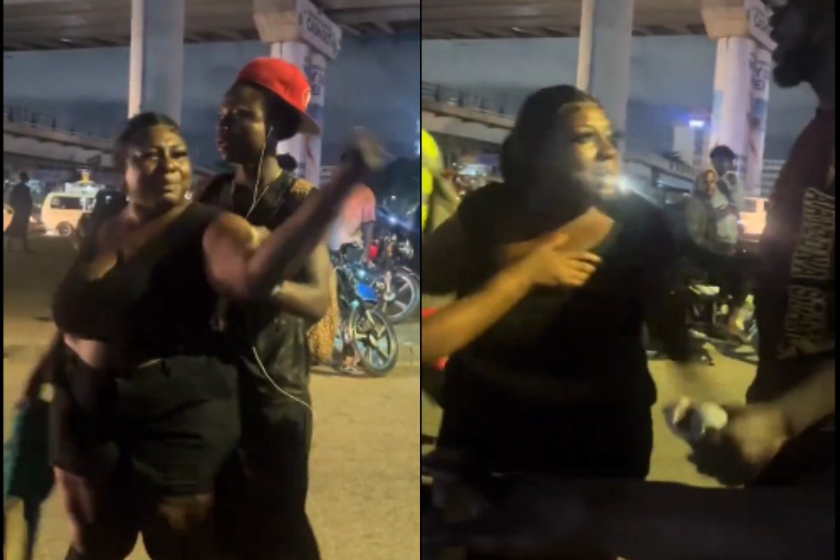 A woman angrily confronted a man who called her “Obolo tui,” a slang term describing a chubby person, sparking a street argument.