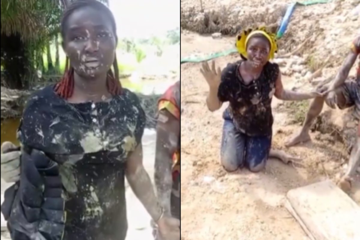 Lady pleads for mercy after arrest for illegal mining in Berekum West