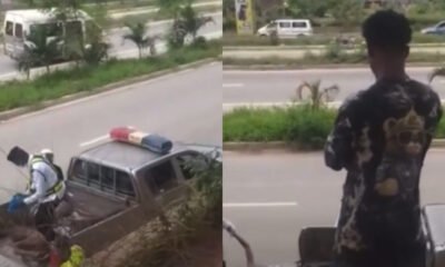 Scene of accident on Pokuase-Accra highway where man was struck by speeding vehicle