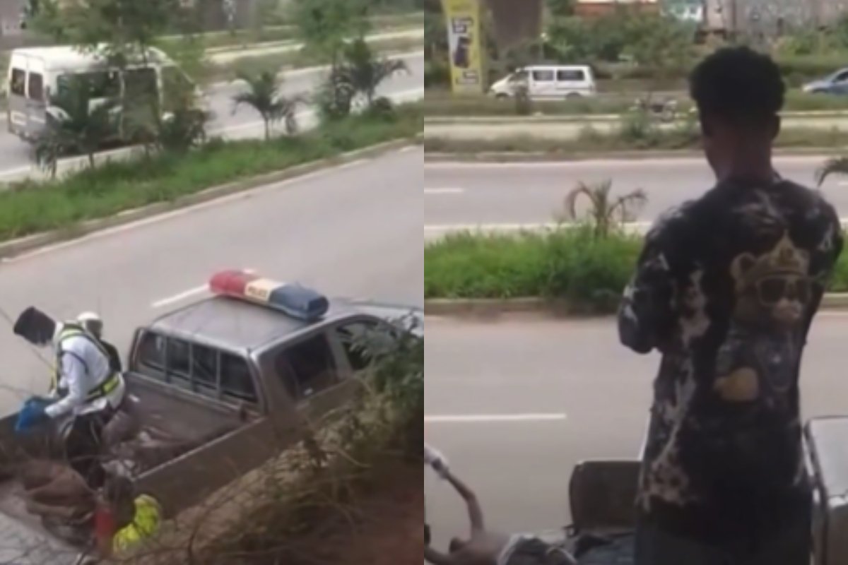 Scene of accident on Pokuase-Accra highway where man was struck by speeding vehicle