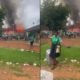 Firefighters battling blaze at Kwapong Nursing Training College in Ahafo Region.