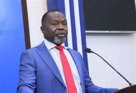 Attorney General Dr Dominic Ayine addressing a press briefing on asset freezing case